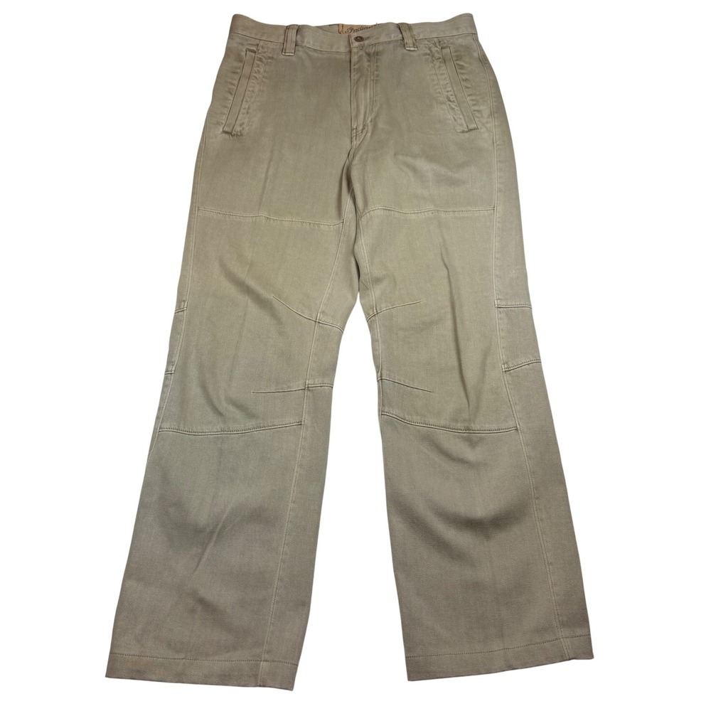 Indian Denim Mens Tan Khaki Motorcycle Riding Pants Cotton Canvas Size 34